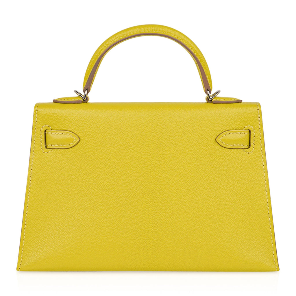 👜Kelly 20 Mini Sellier Bag Lime Chevre Leather Palladium New w/Box