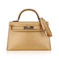 👜Kelly Sellier 20 Metallic Dore Chevre Chamkilight Permabrass Hardware