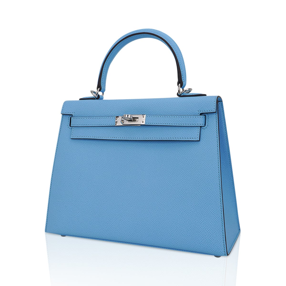 👜Kelly Sellier 25 Bag Blue Celeste Palladium Epsom Leather