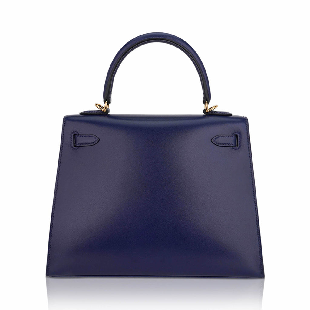 👜Kelly Sellier 25 Bag Blue Sapphire Box Leather with Gold Hardware