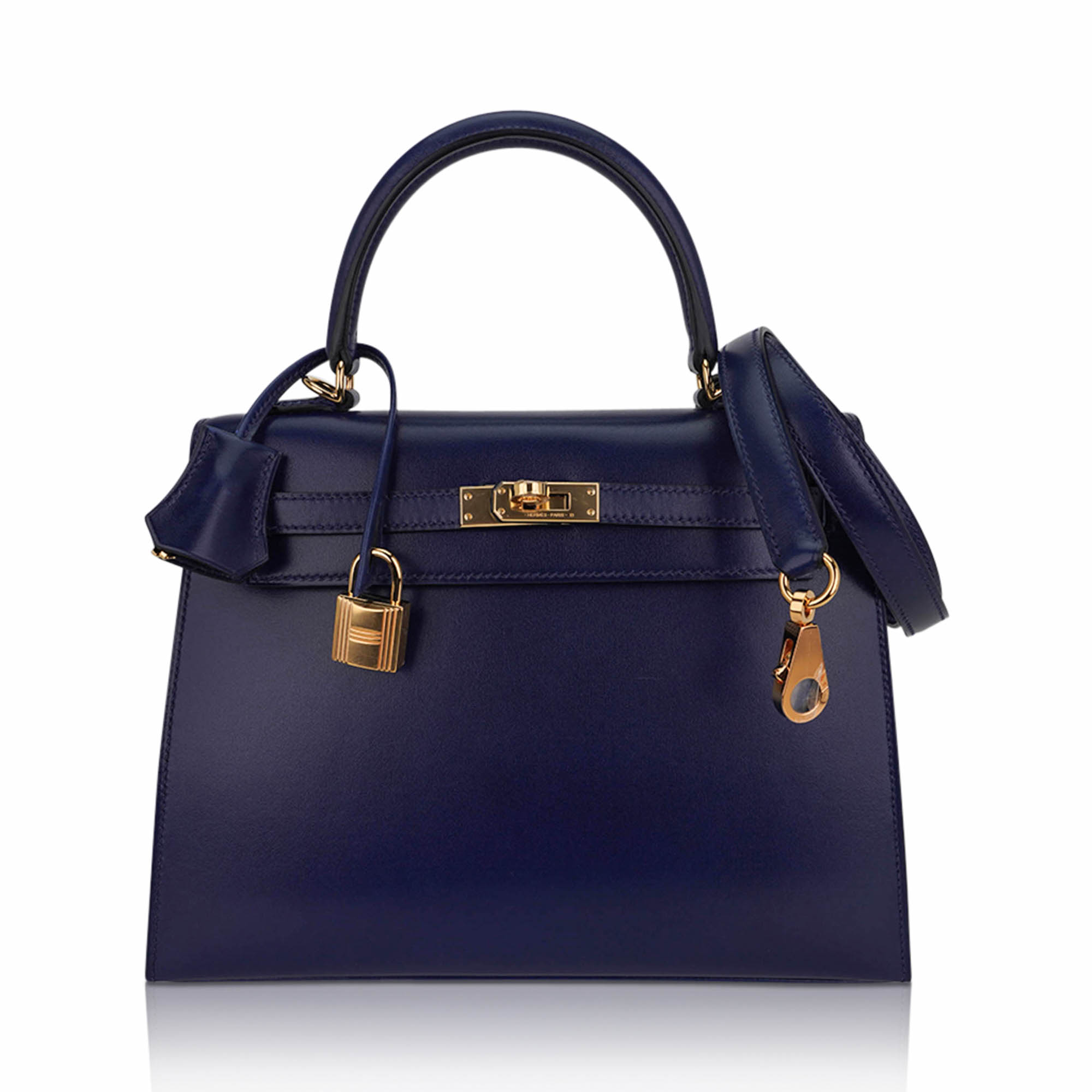 👜Kelly Sellier 25 Bag Blue Sapphire Box Leather with Gold Hardware