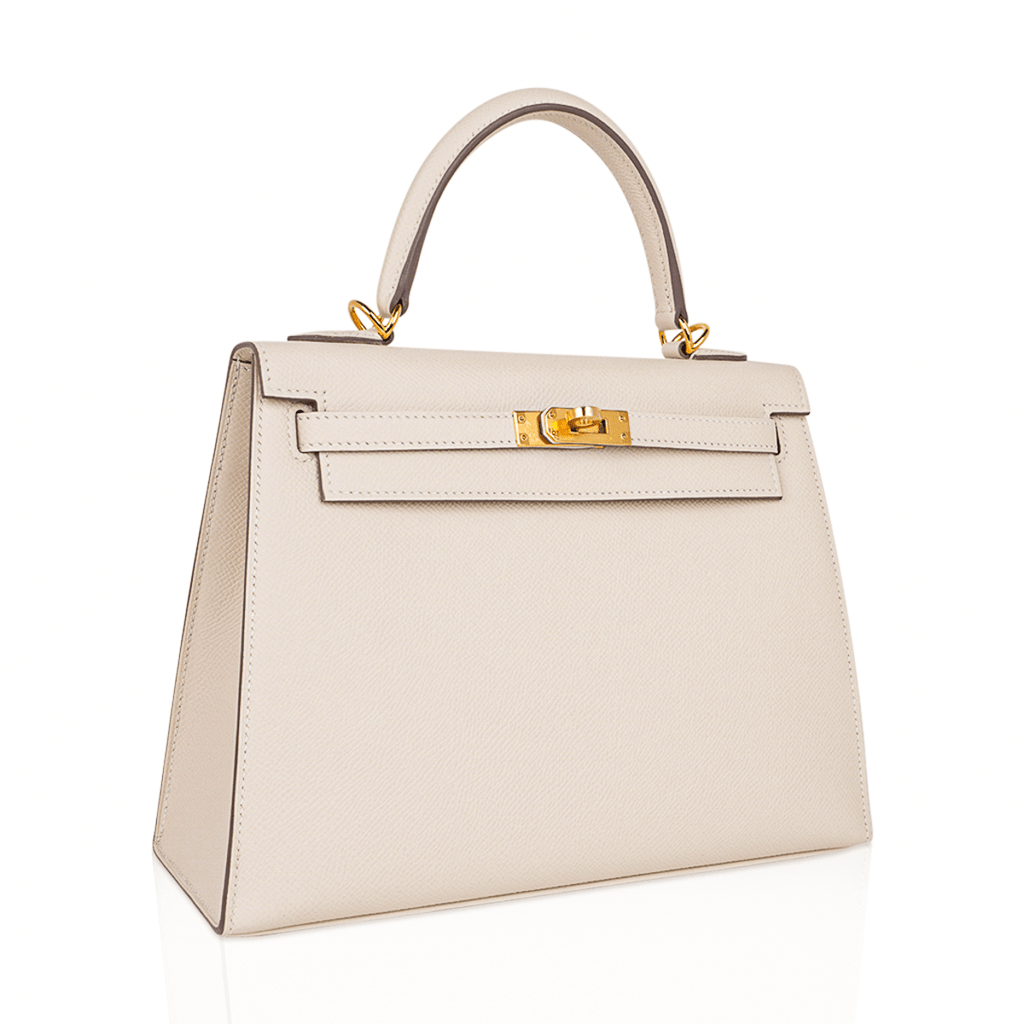 👜Kelly 25 Sellier Bag Craie Epsom Leather with Gold Hardware