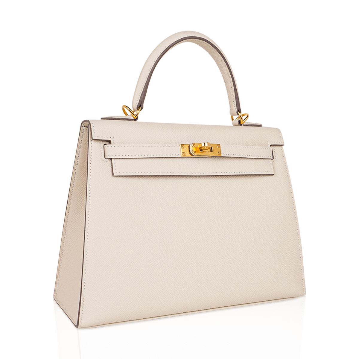👜Kelly 25 Sellier Bag Craie Epsom Leather with Gold Hardware