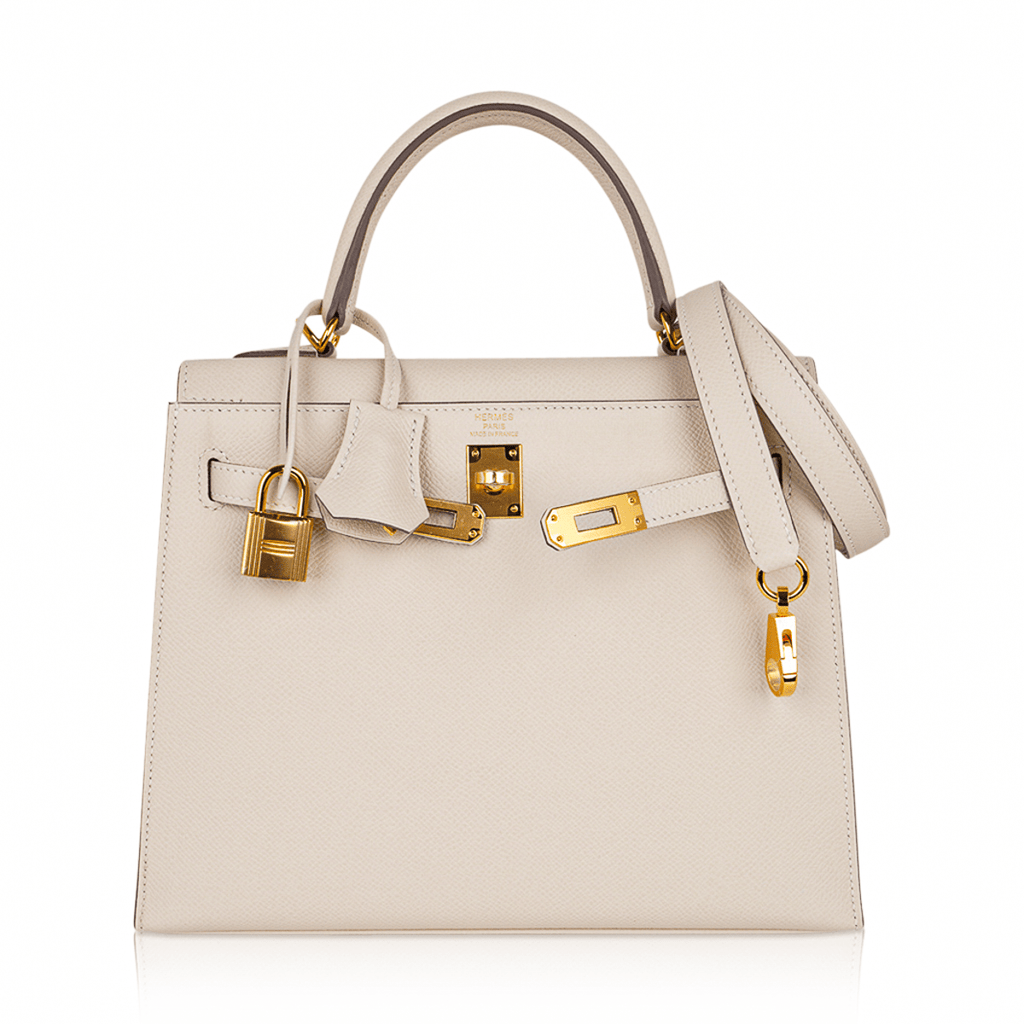 👜Kelly 25 Sellier Bag Craie Epsom Leather with Gold Hardware