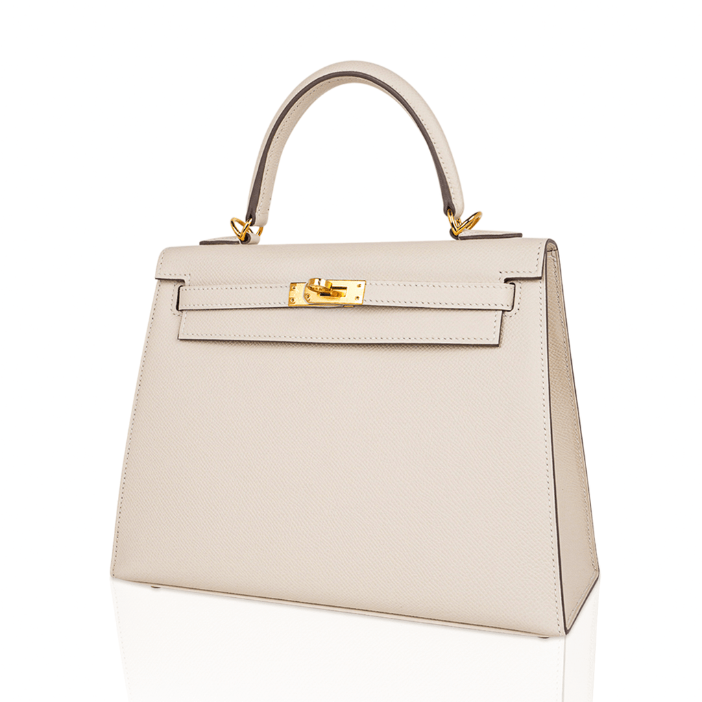 👜Kelly 25 Sellier Bag Craie Epsom Leather with Gold Hardware