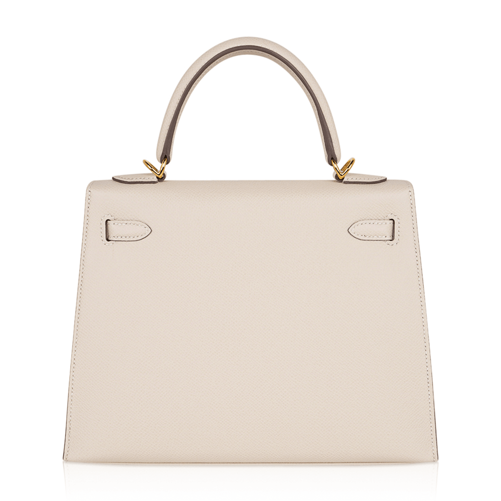 👜Kelly 25 Sellier Bag Craie Epsom Leather with Gold Hardware