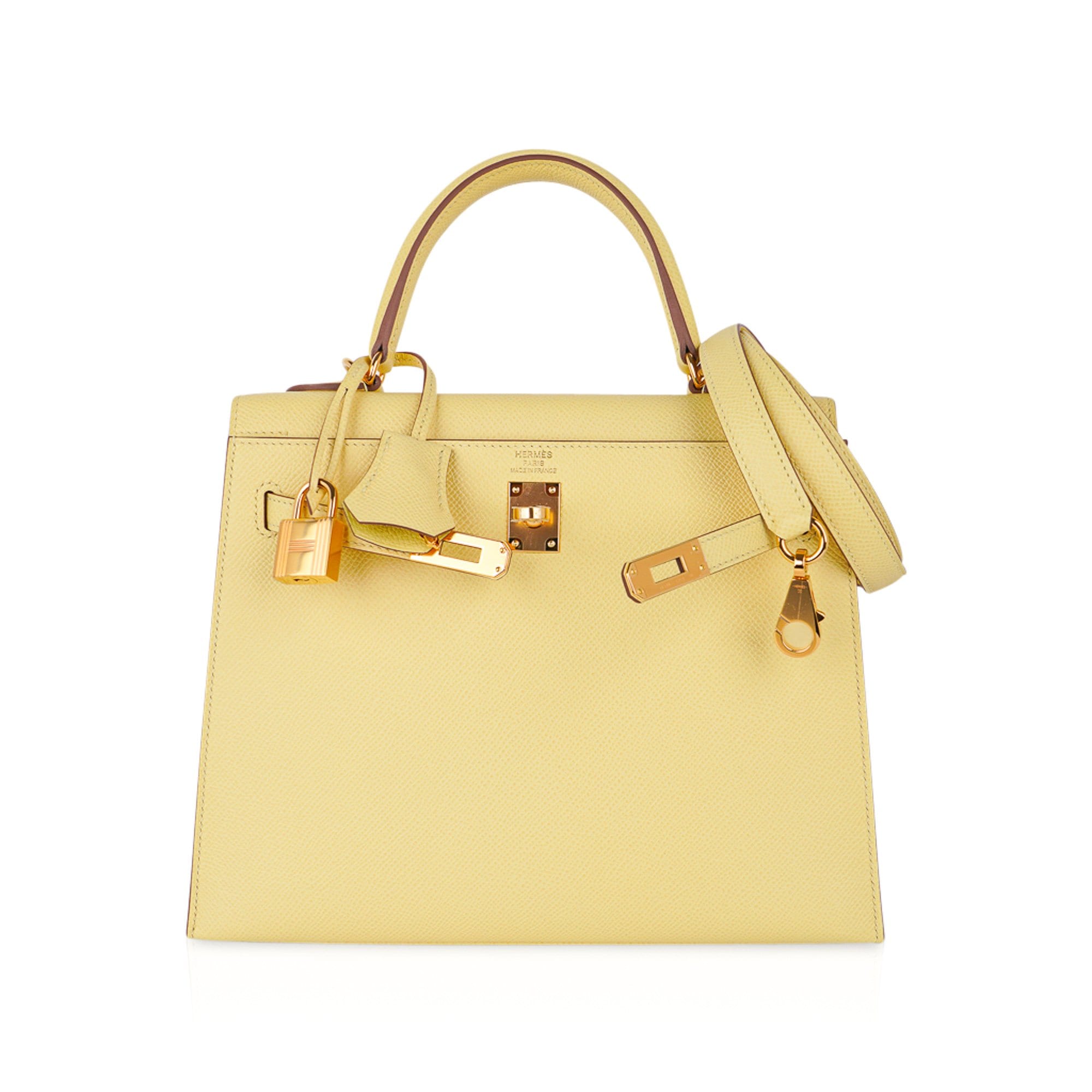 👜Kelly 25 Bag Jaune Poussin Epsom Gold Hardware