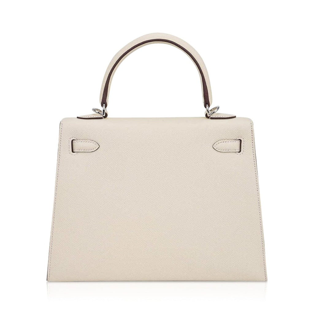 👜Kelly 25 Sellier Bag Nata Epsom Leather with Palladium Hardware
