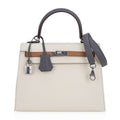 👜Kelly Sellier 25 Bag Nata Chai & Gris Meyer Epsom Leather with Palladium Hardware