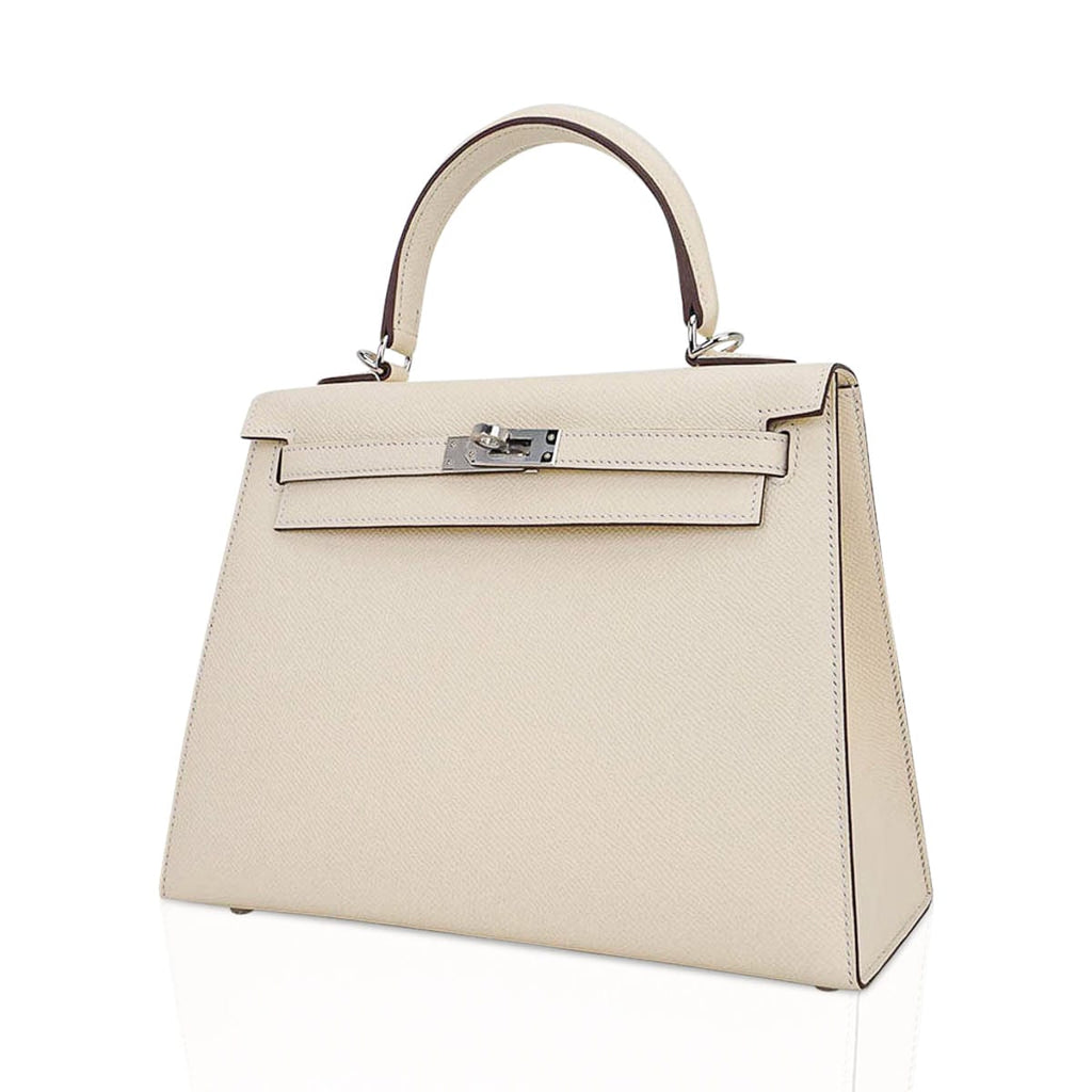 👜Kelly 25 Sellier Bag Nata Epsom Leather with Palladium Hardware