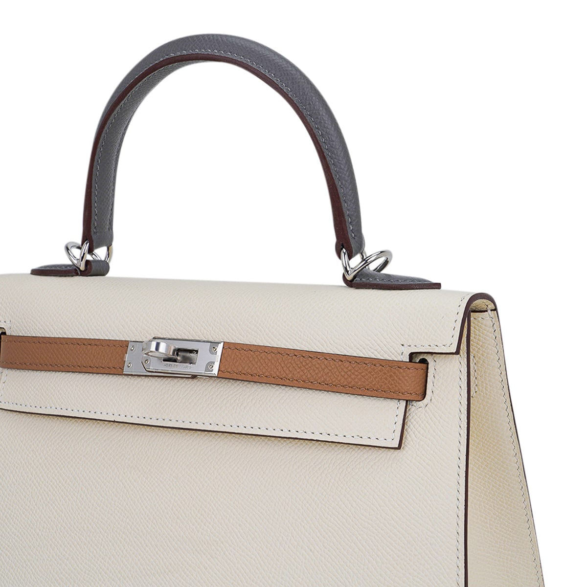 👜Kelly Sellier 25 Bag Nata Chai & Gris Meyer Epsom Leather with Palladium Hardware