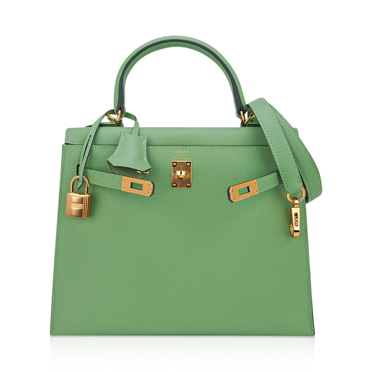 👜Kelly 25 Sellier Bag Vert Criquet Epsom Leather with Gold Hardware