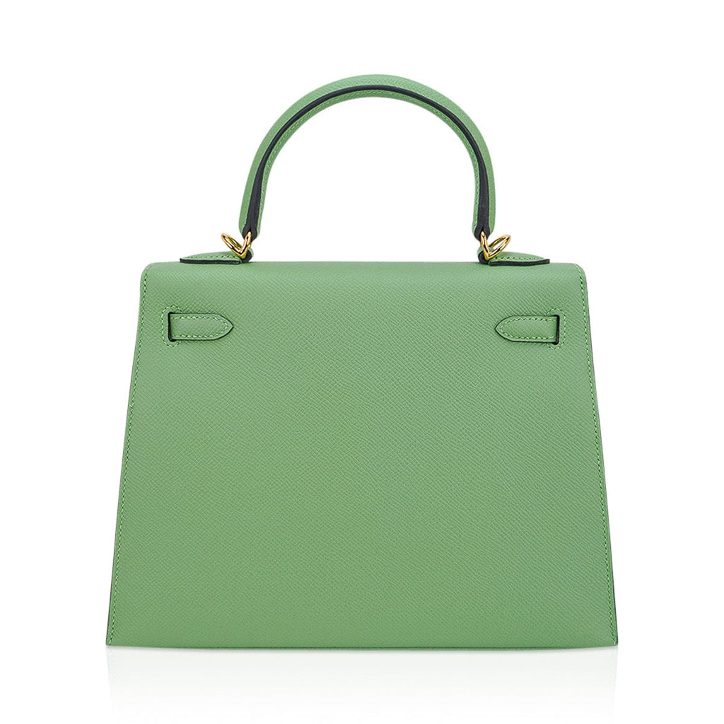 👜Kelly 25 Sellier Bag Vert Criquet Epsom Leather with Gold Hardware