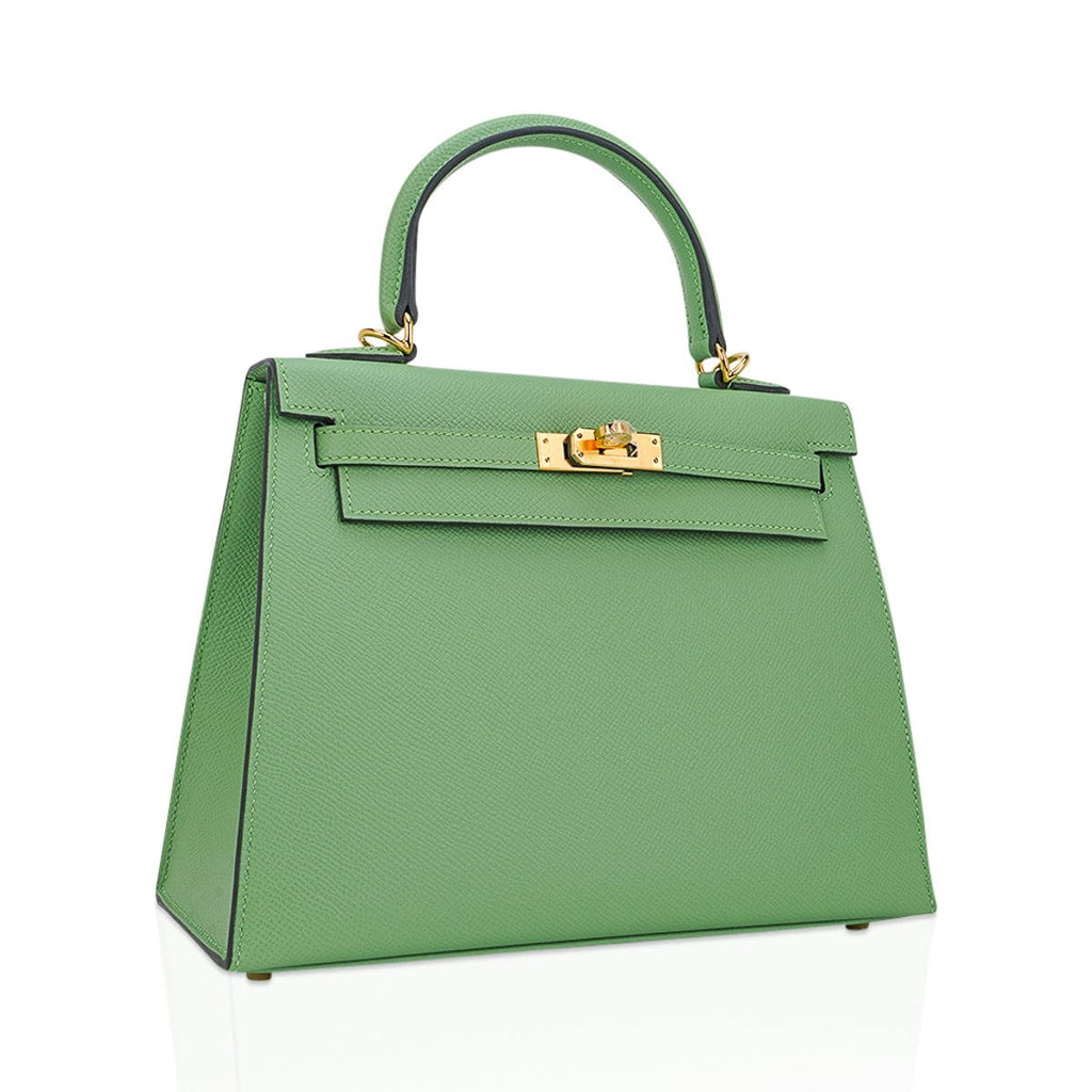 👜Kelly 25 Sellier Bag Vert Criquet Epsom Leather with Gold Hardware