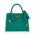 👜Kelly 25 Sellier Bag Jade Epsom Leather with Gold Hardware