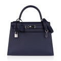 👜Kelly 28 Bag Blue Indigo Sellier Epsom Palladium Hardware New/Box