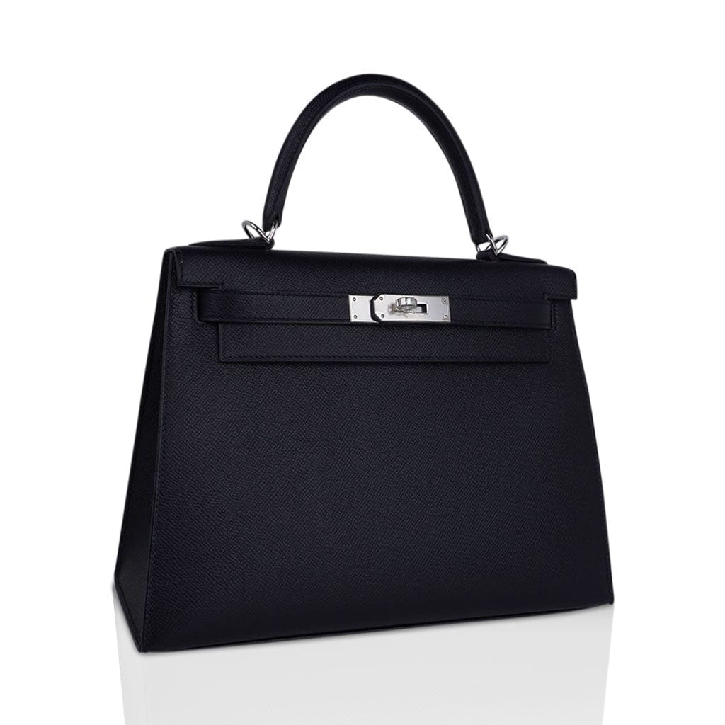 👜Kelly 28 Sellier Bag Black Epsom Leather with Palladium Hardware