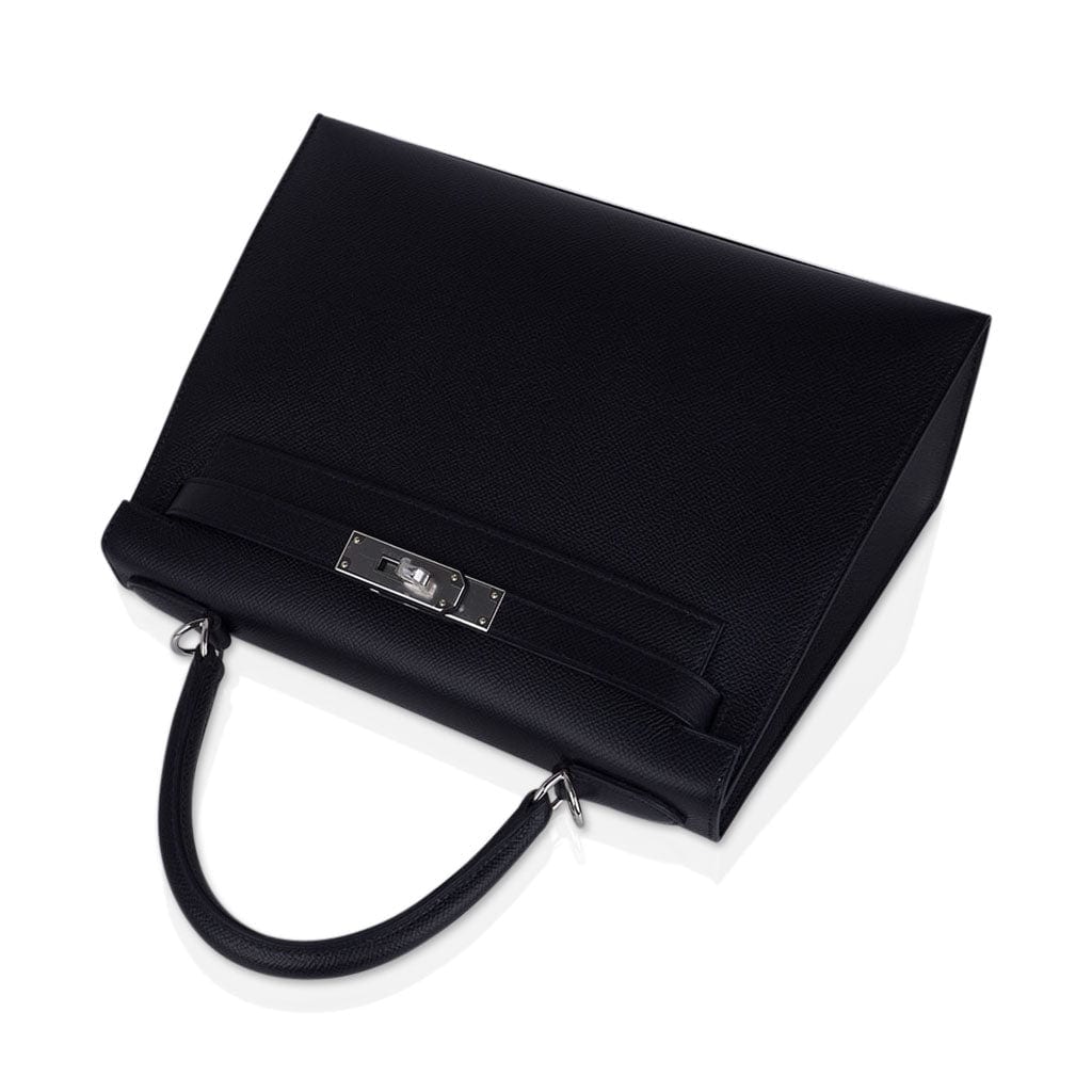 👜Kelly 28 Sellier Bag Black Epsom Leather with Palladium Hardware