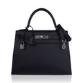 👜Kelly 28 Sellier Bag Black Epsom Leather with Palladium Hardware