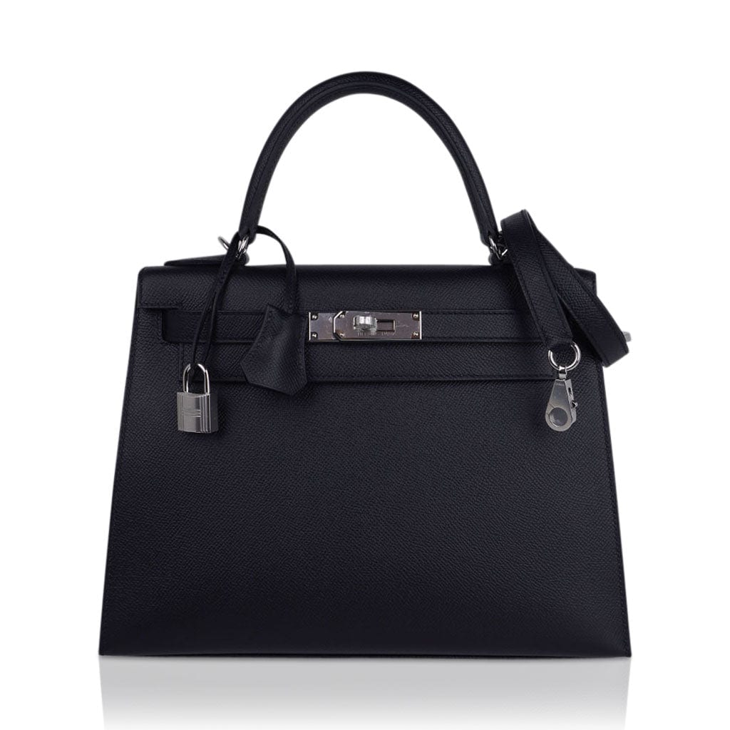 👜Kelly 28 Sellier Bag Black Epsom Leather with Palladium Hardware
