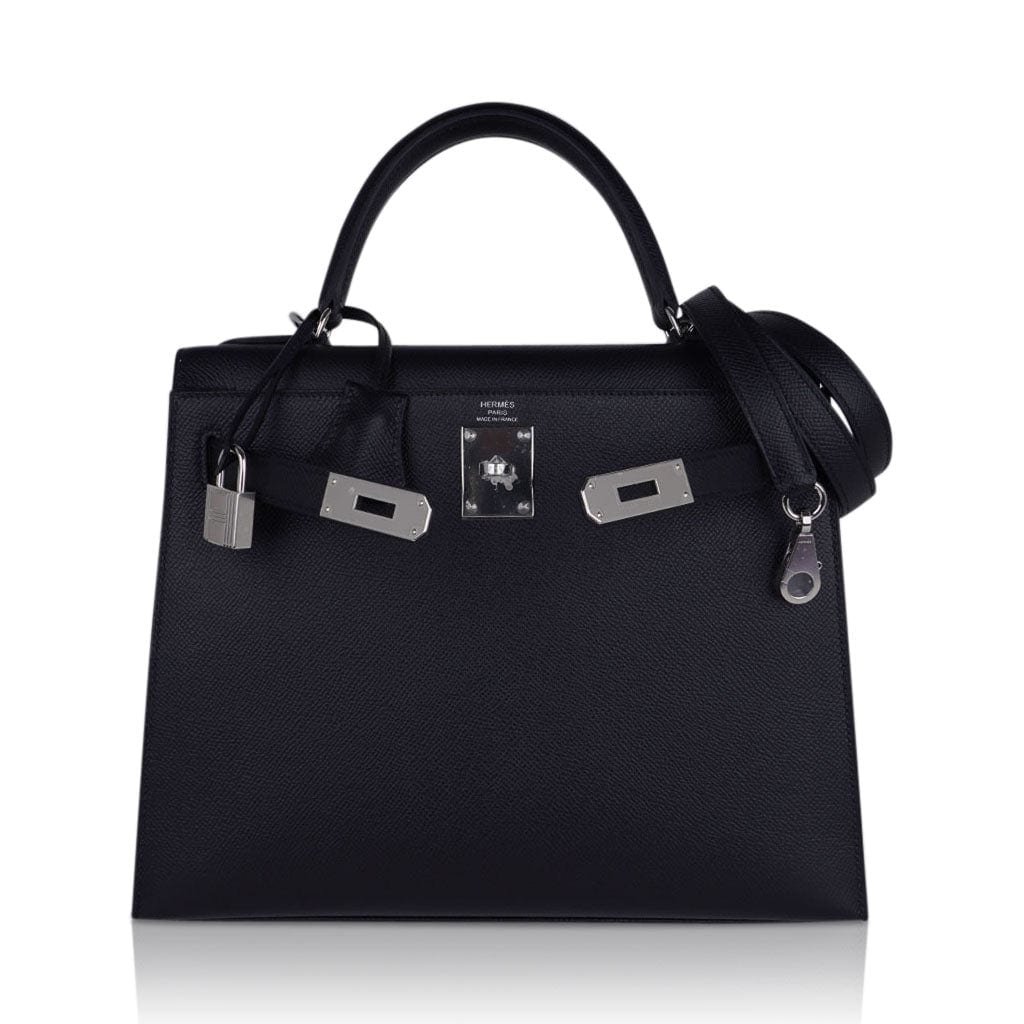 👜Kelly 28 Sellier Bag Black Epsom Leather with Palladium Hardware