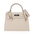 👜Kelly 28 Bag Sellier Craie Epsom Leather with Palladium Hardware