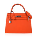 👜Kelly 28 Sellier Bag Feu Epsom Leather Palladium Hardware