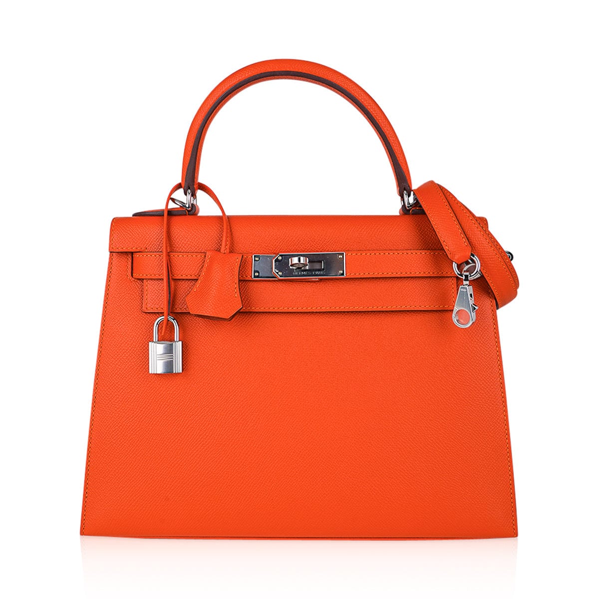 👜Kelly 28 Sellier Bag Feu Epsom Leather Palladium Hardware