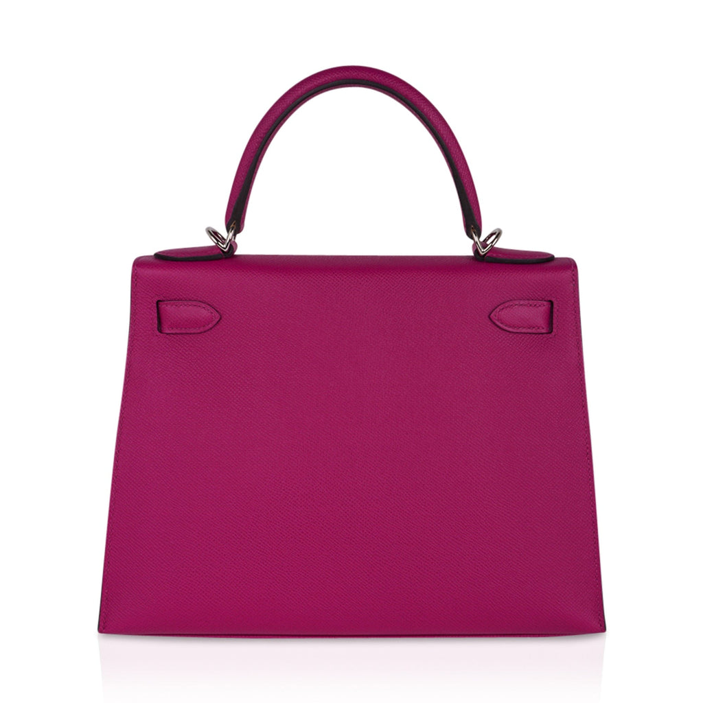 👜Kelly 28 Sellier Bag Rose Pourpre Epsom Leather with Palladium Hardware