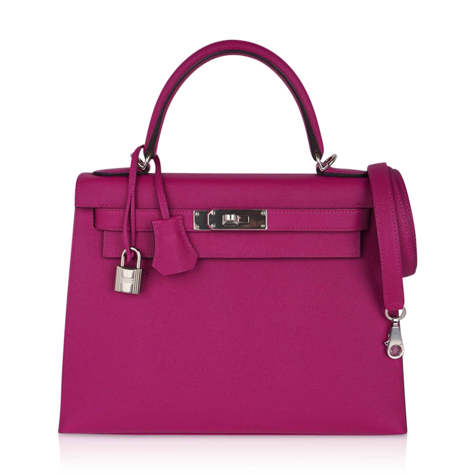 👜Kelly 28 Sellier Bag Rose Pourpre Epsom Leather with Palladium Hardware