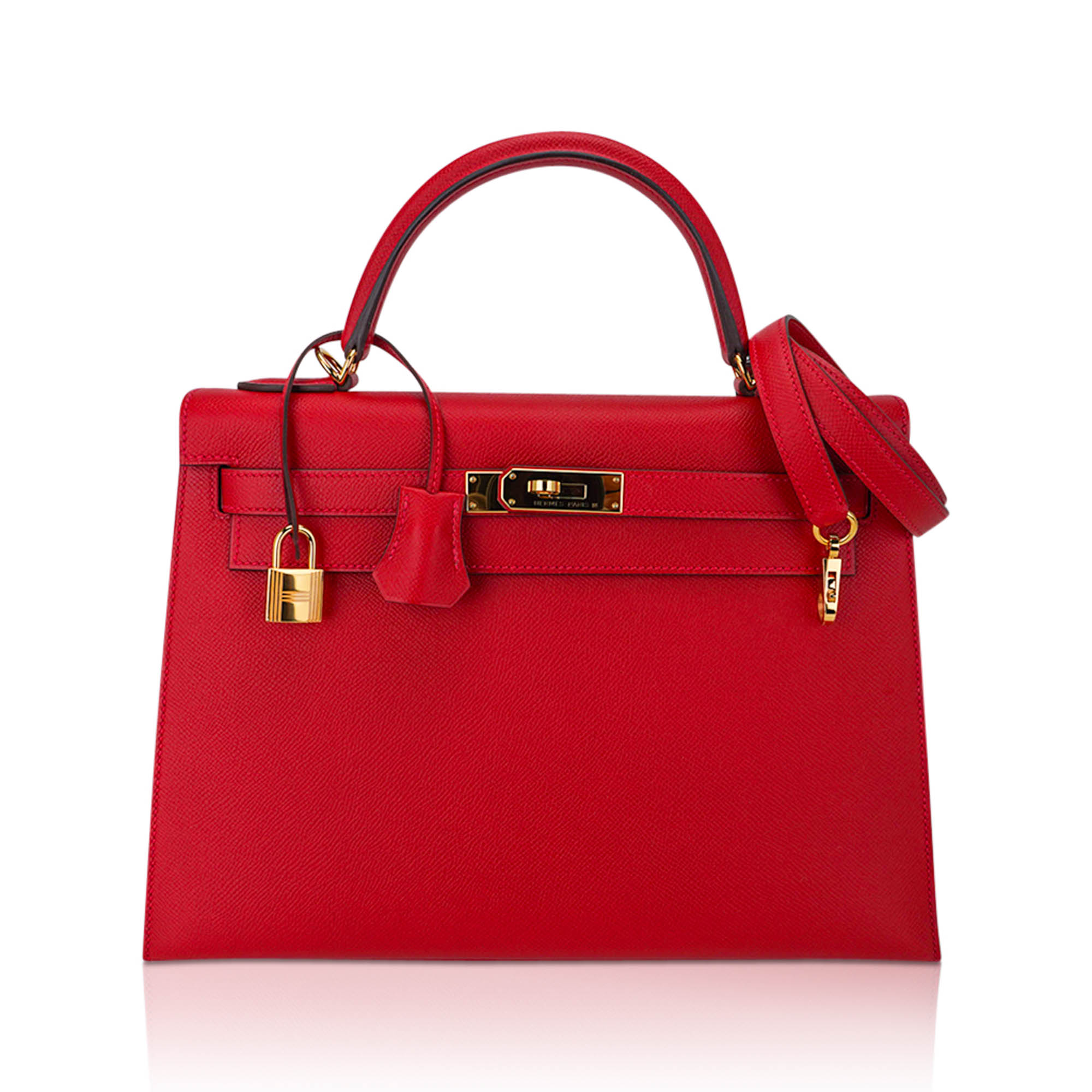 👜Kelly 32 Sellier Bag Rouge Casaque Epsom Leather with Gold Hardware