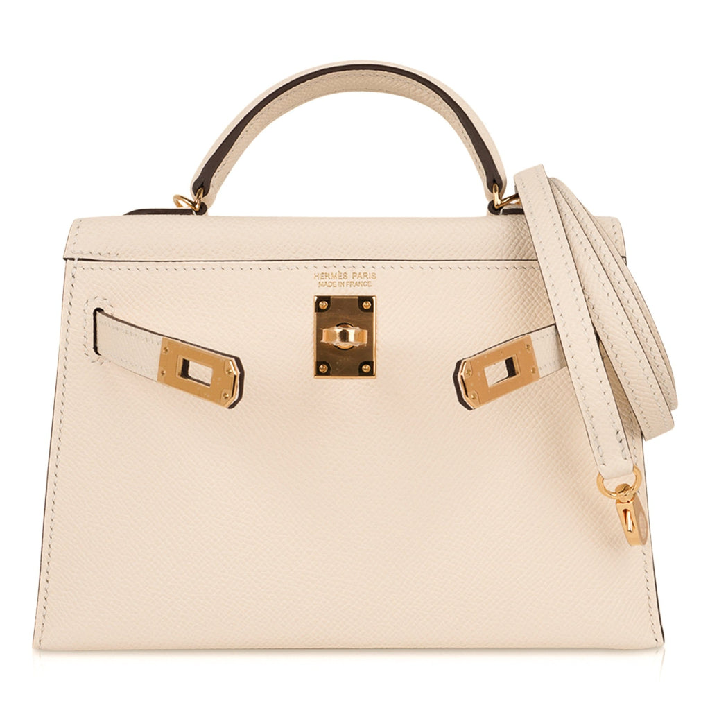 👜Mini Kelly 20 Bag Sellier Nata Epsom with Gold Hardware