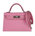 👜Mini Kelly 20 Sellier Bag in 5P Pink Bubblegum Epsom Leather with Palladium Hardware