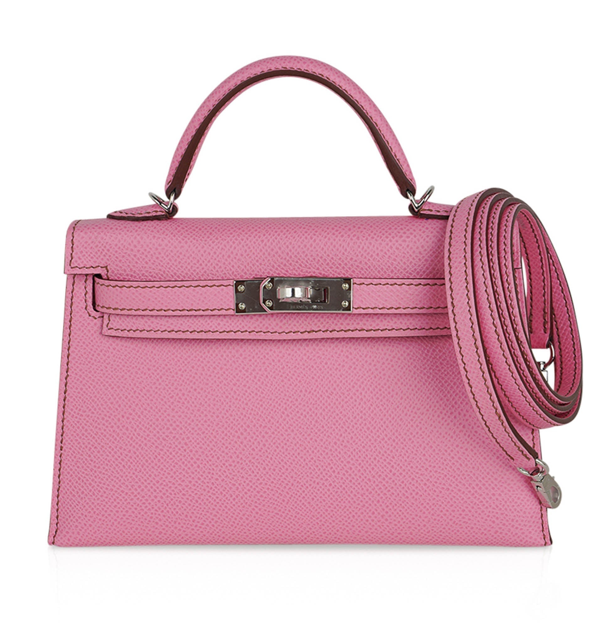 👜Mini Kelly 20 Sellier Bag in 5P Pink Bubblegum Epsom Leather with Palladium Hardware