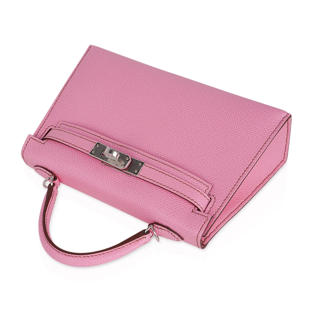 👜Mini Kelly 20 Sellier Bag in 5P Pink Bubblegum Epsom Leather with Palladium Hardware