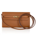 👜Kelly Classique To Go Wallet Gold Epsom Gold Hardware New w/Box