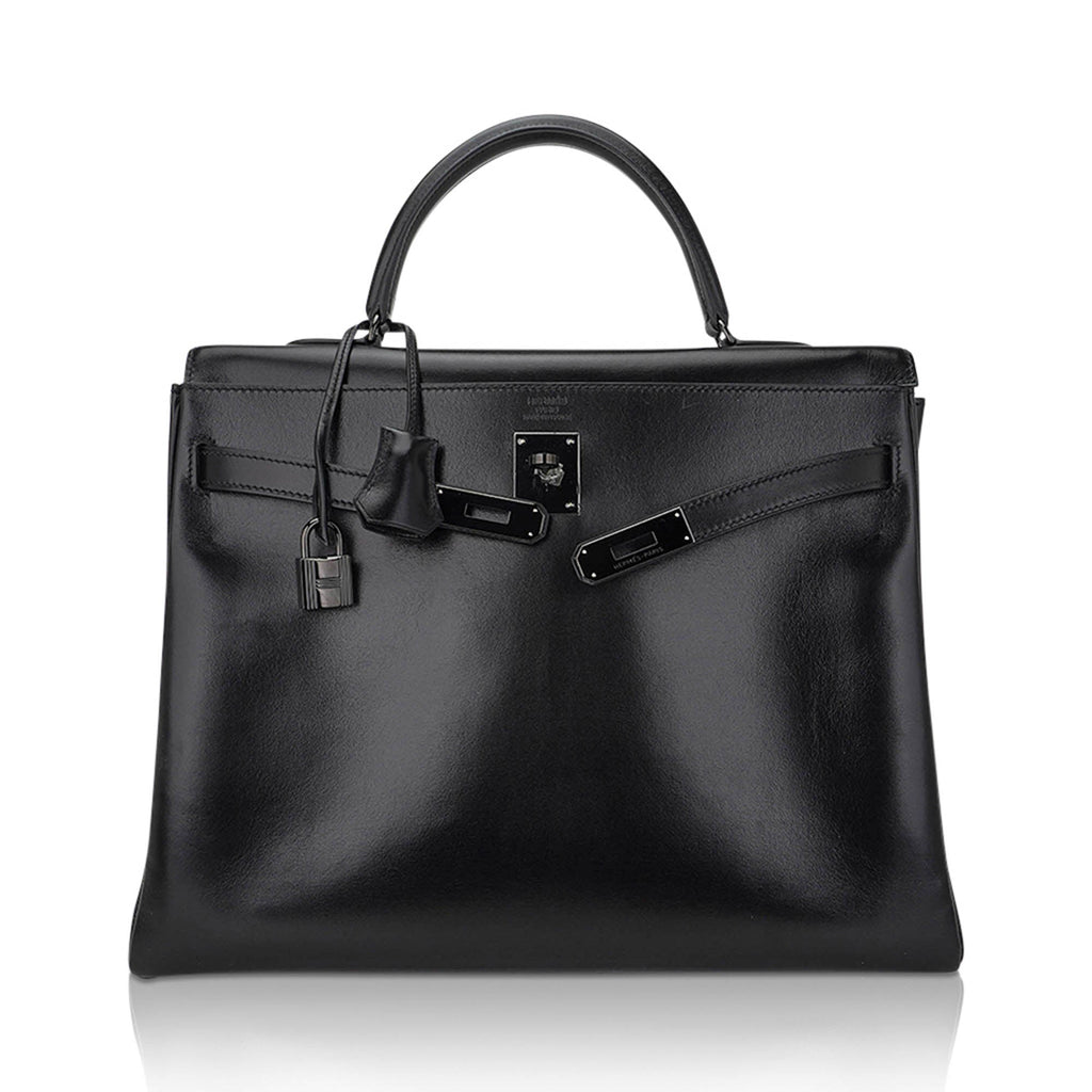 👜Limited Edition Kelly 32 Bag So Black Box Leather