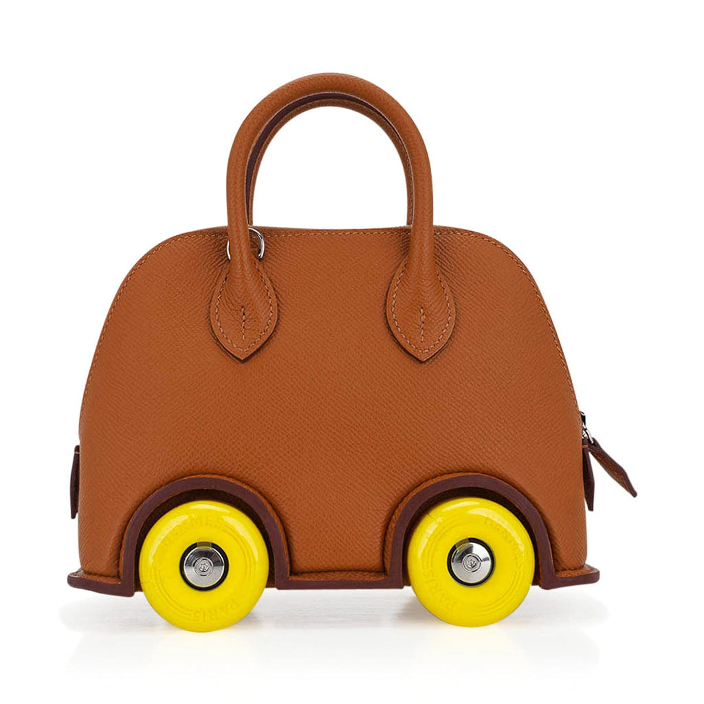 👜Limited Edition Mini Bolide 1923 Bag On Wheels Gold Togo Leather with Palladium Hardware