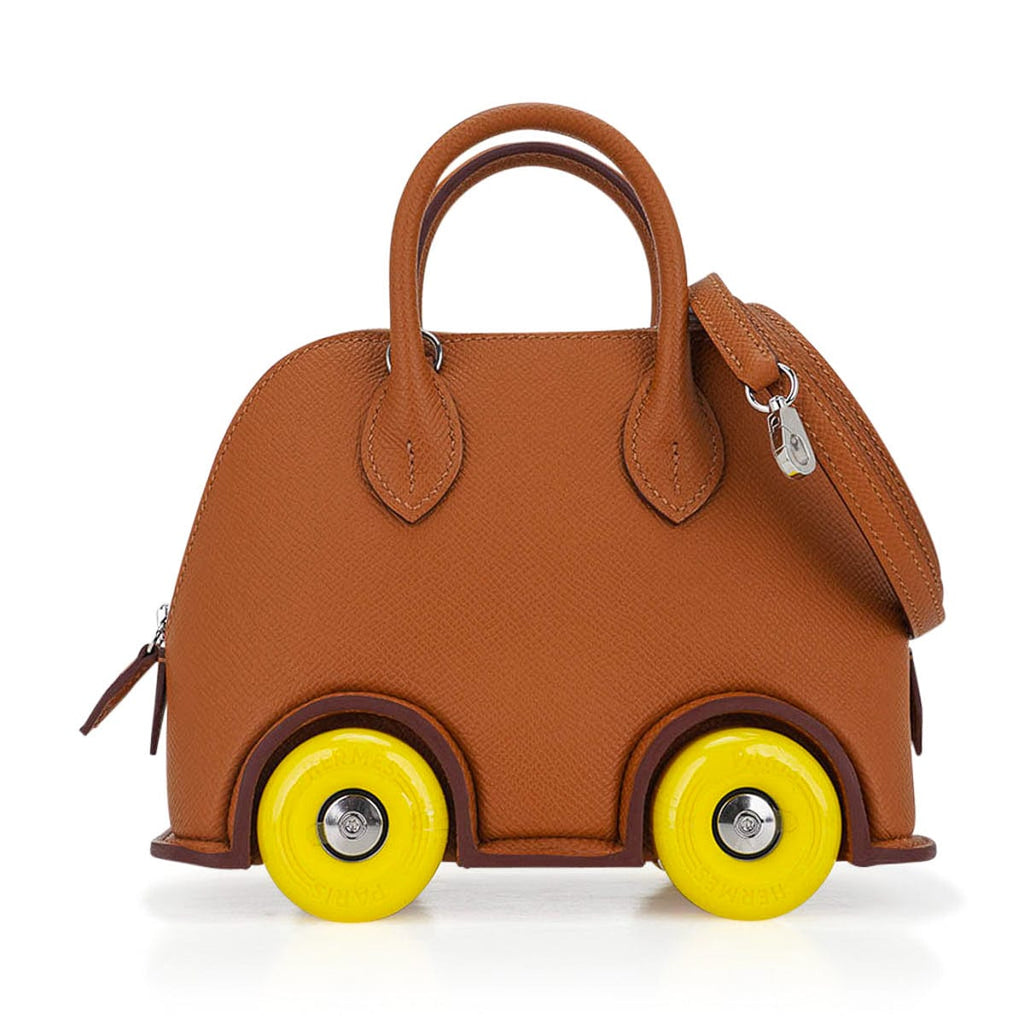👜Limited Edition Mini Bolide 1923 Bag On Wheels Gold Togo Leather with Palladium Hardware