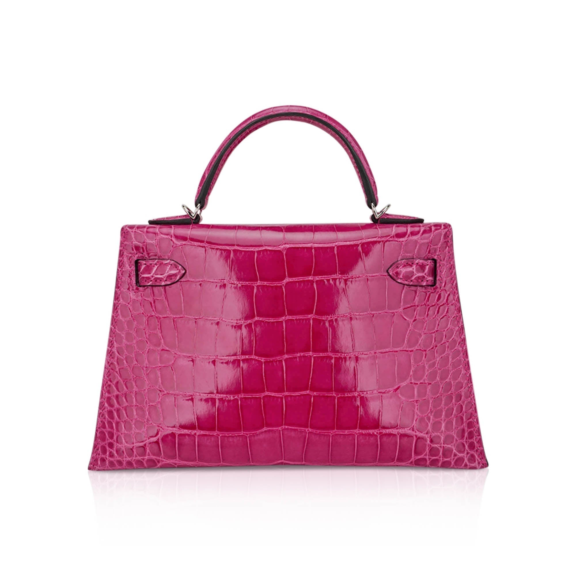 👜Limited Edition Mini Kelly 20 Sellier Rose Scheherazade Alligator Bag Palladium Hardware