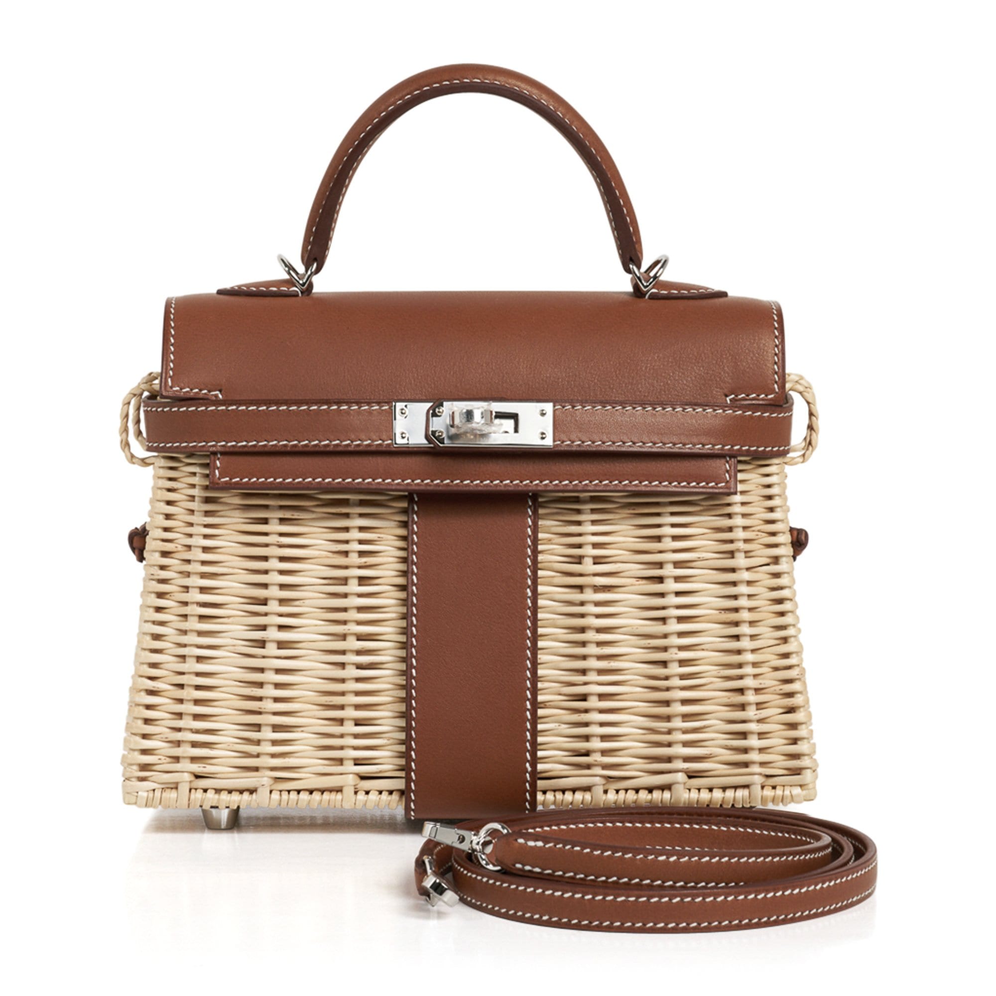 👜Mini Kelly 20 Bag Picnic Barenia & Osier