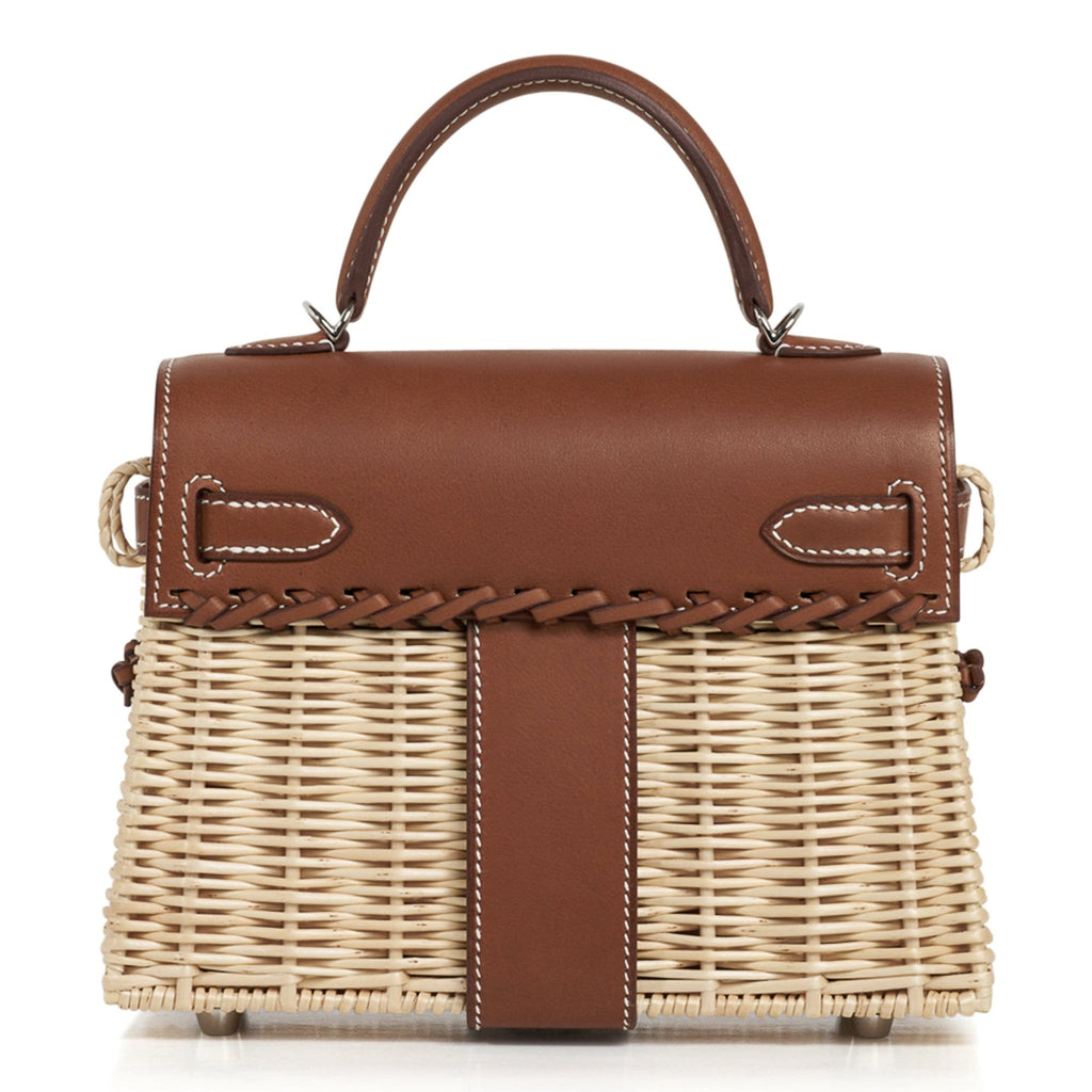 👜Mini Kelly 20 Bag Picnic Barenia & Osier