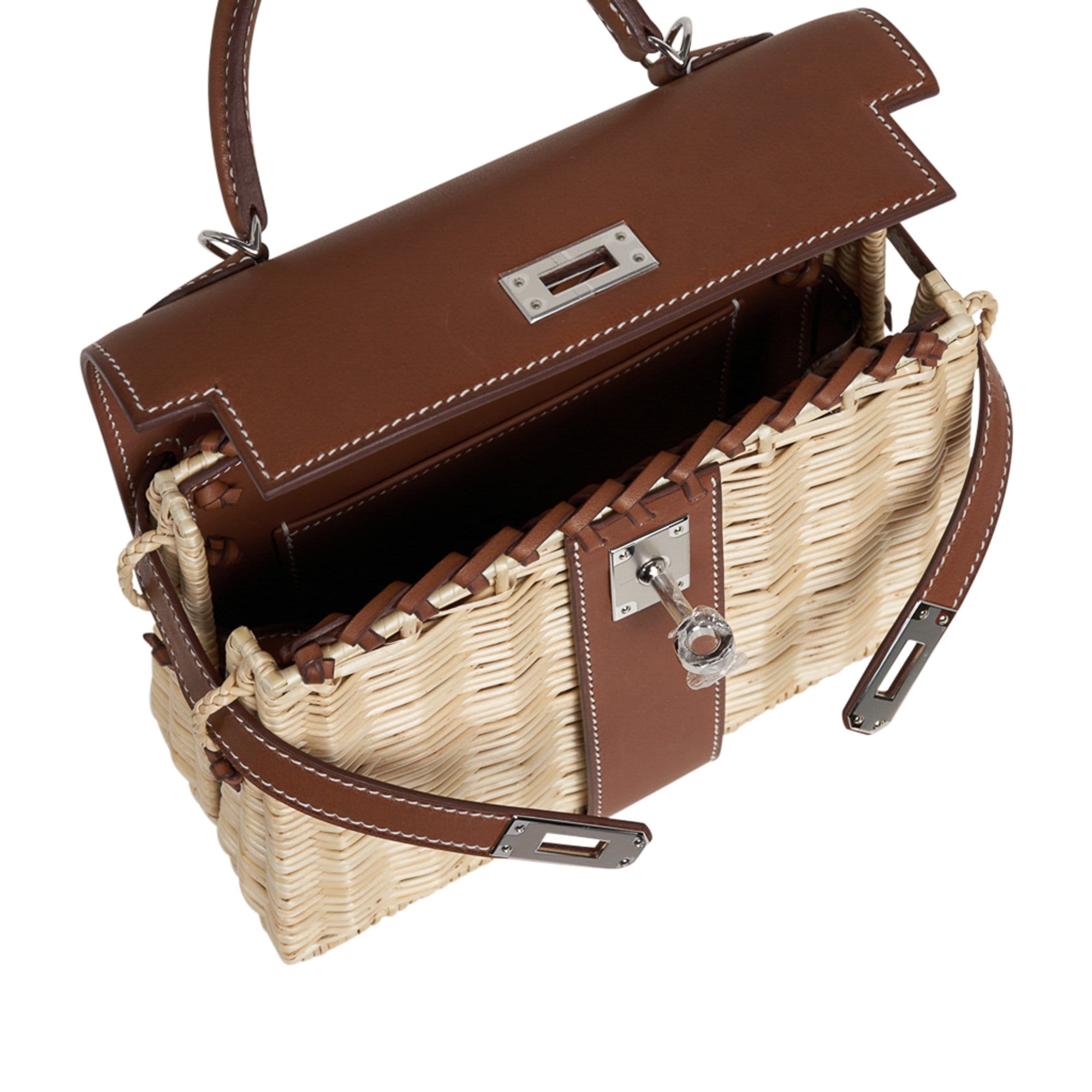 👜Mini Kelly 20 Bag Picnic Barenia & Osier
