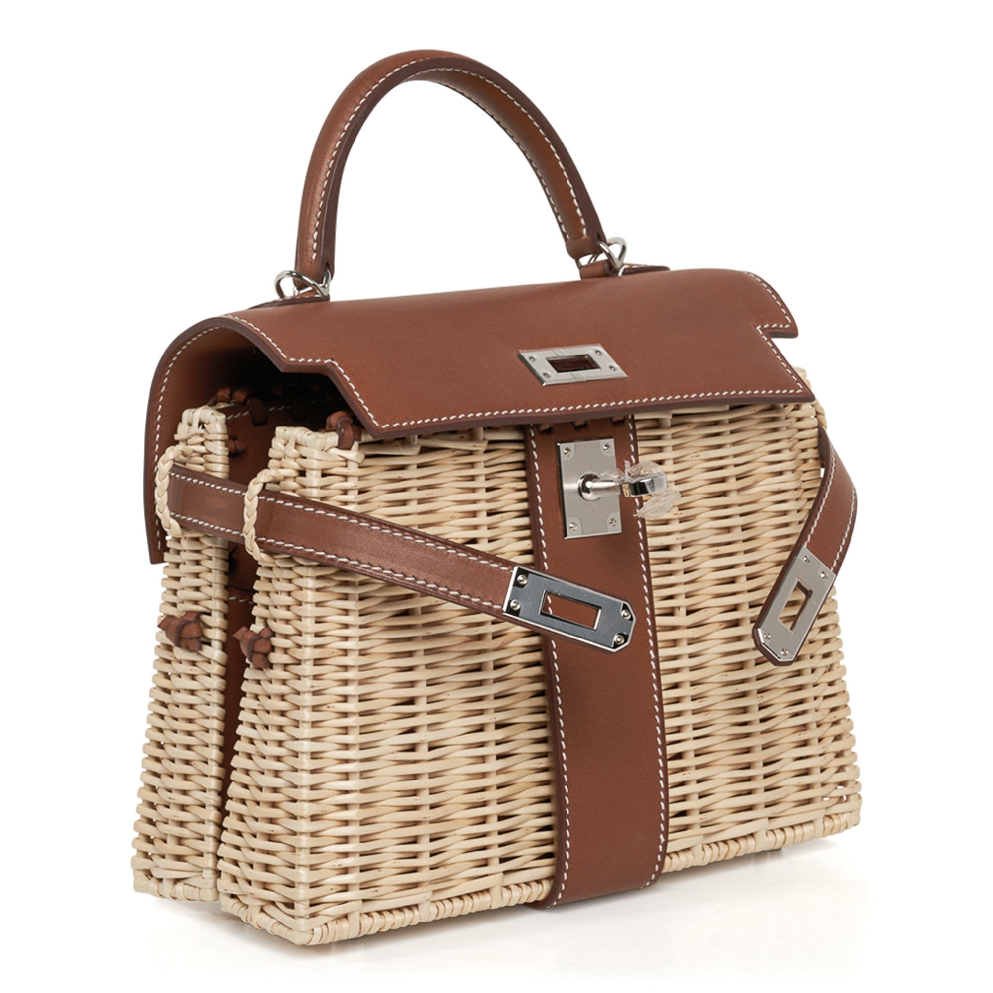 👜Mini Kelly 20 Bag Picnic Barenia & Osier