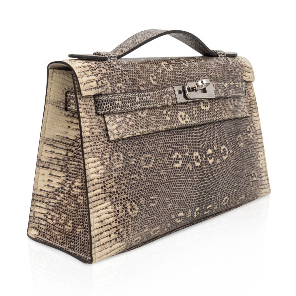 👜Kelly Pochette Bag Ombre Lizard Clutch Palladium Hardware Very Rare