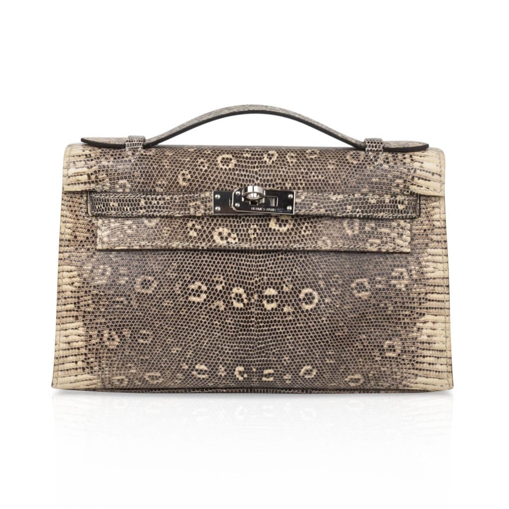👜Kelly Pochette Bag Ombre Lizard Clutch Palladium Hardware Very Rare