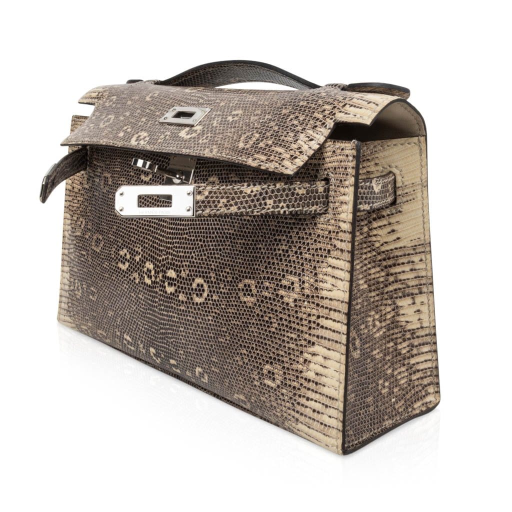👜Kelly Pochette Bag Ombre Lizard Clutch Palladium Hardware Very Rare