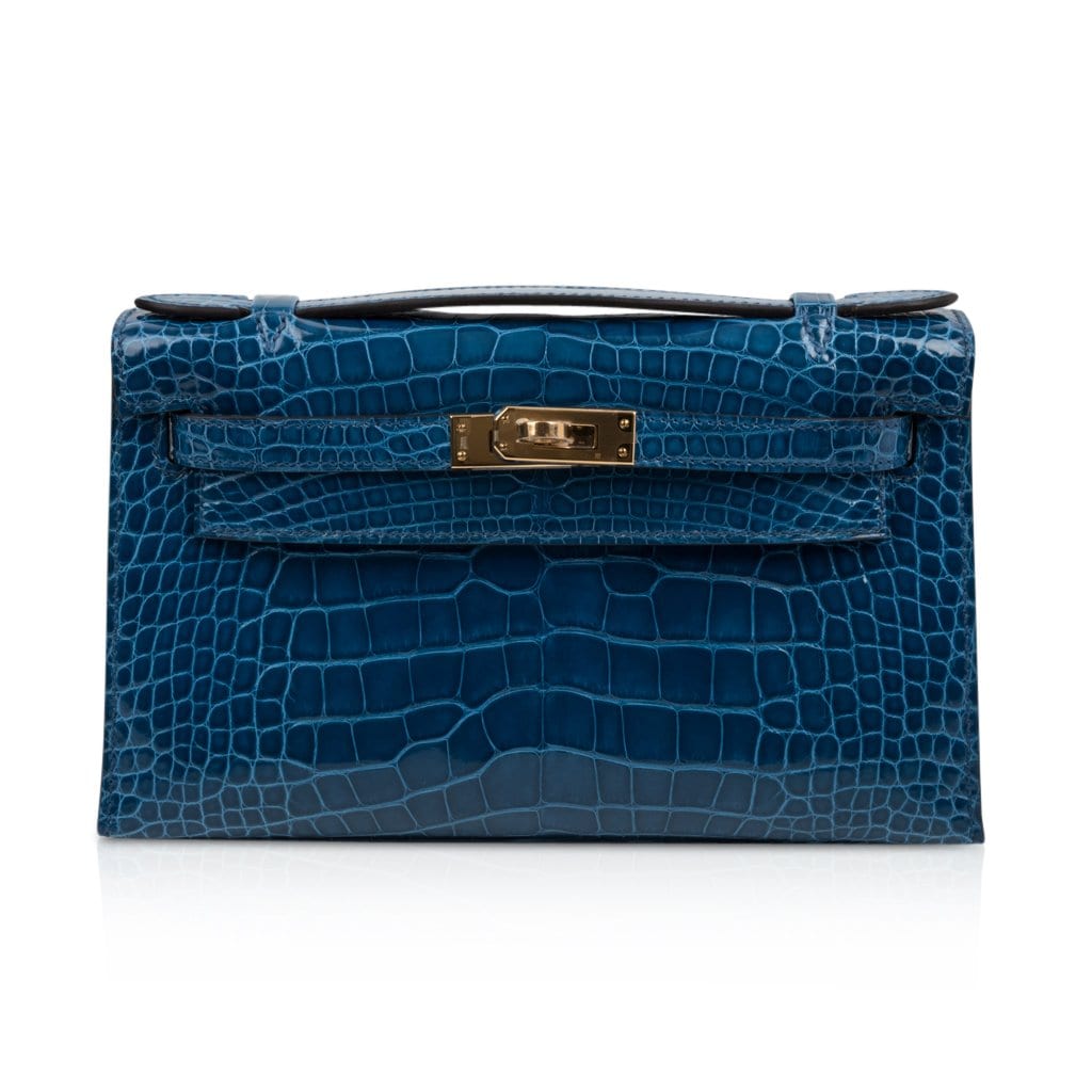 👜Kelly Pochette Mykonos Alligator Gold Hardware