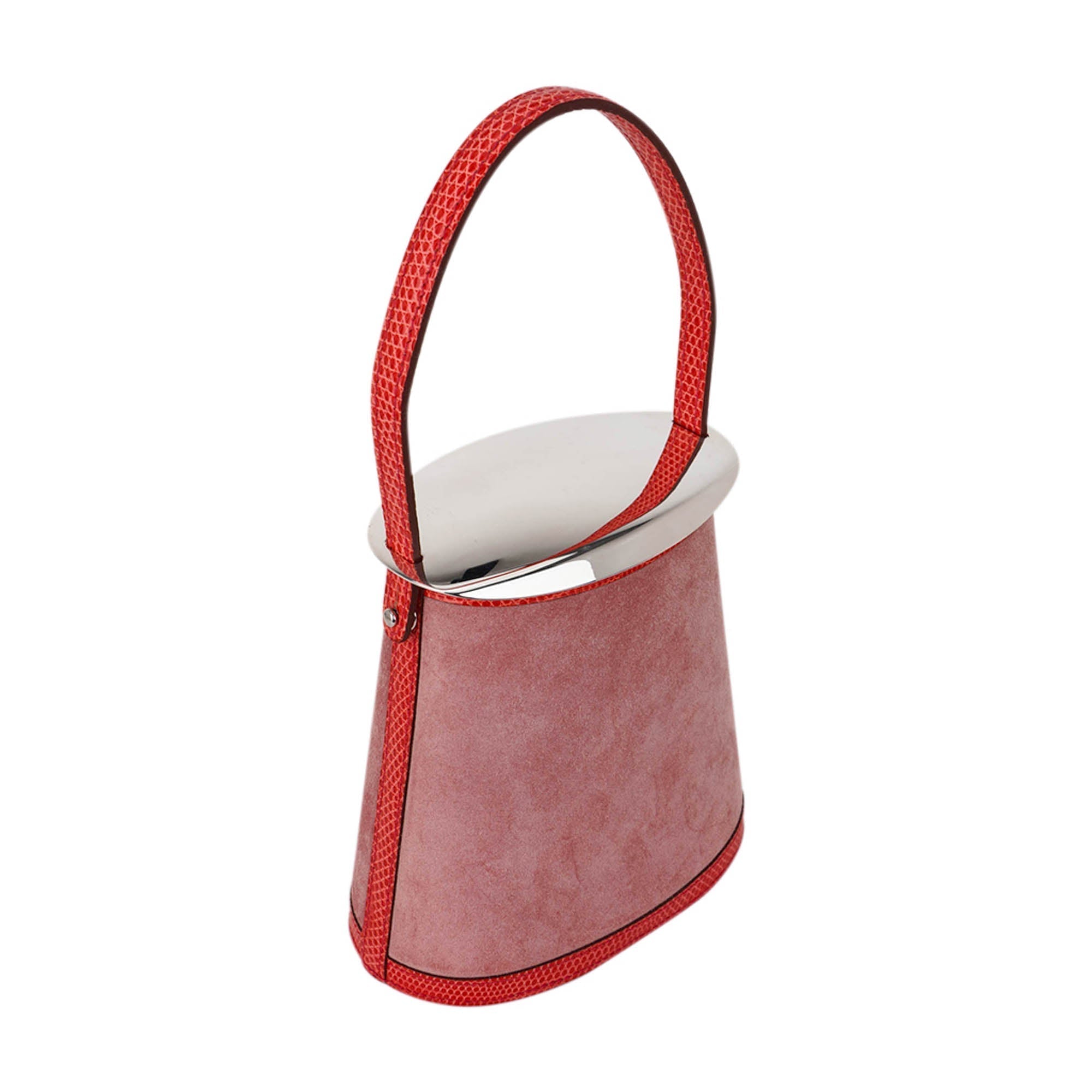 👜Limited Edition Stromboli Bag Rose Indien Doblis Rose Azalee Lizard with Sterling Silver Lid