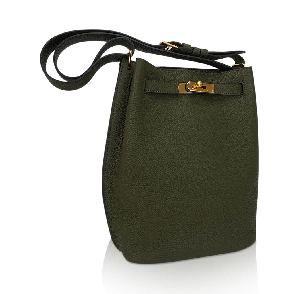 👜So Kelly 22 Vert Veronese Tote Shoulder Bag Gold Hardware Togo Leather